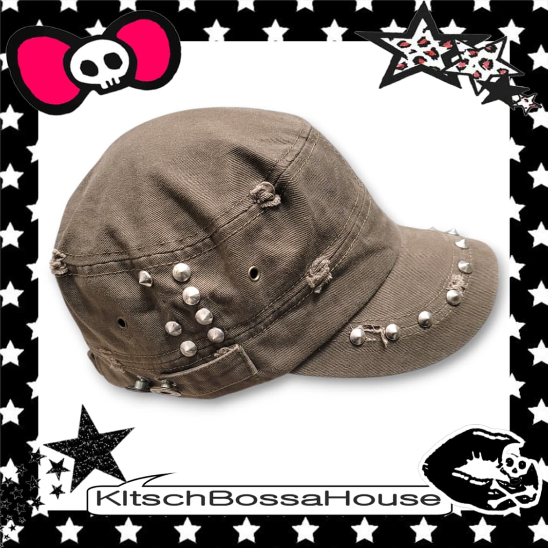 Y2K 그런지 스터드 빈티지 별 캡 모자 상품이미지3