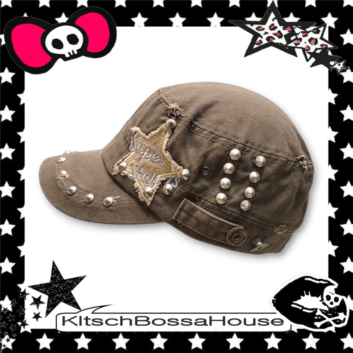 Y2K 그런지 스터드 빈티지 별 캡 모자 상품이미지5