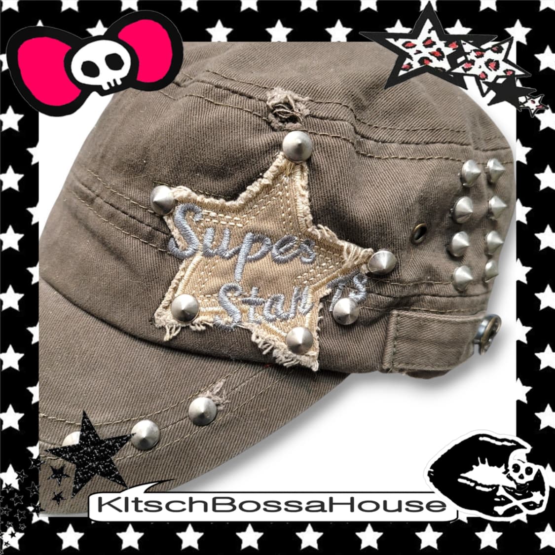 Y2K 그런지 스터드 빈티지 별 캡 모자 상품이미지6