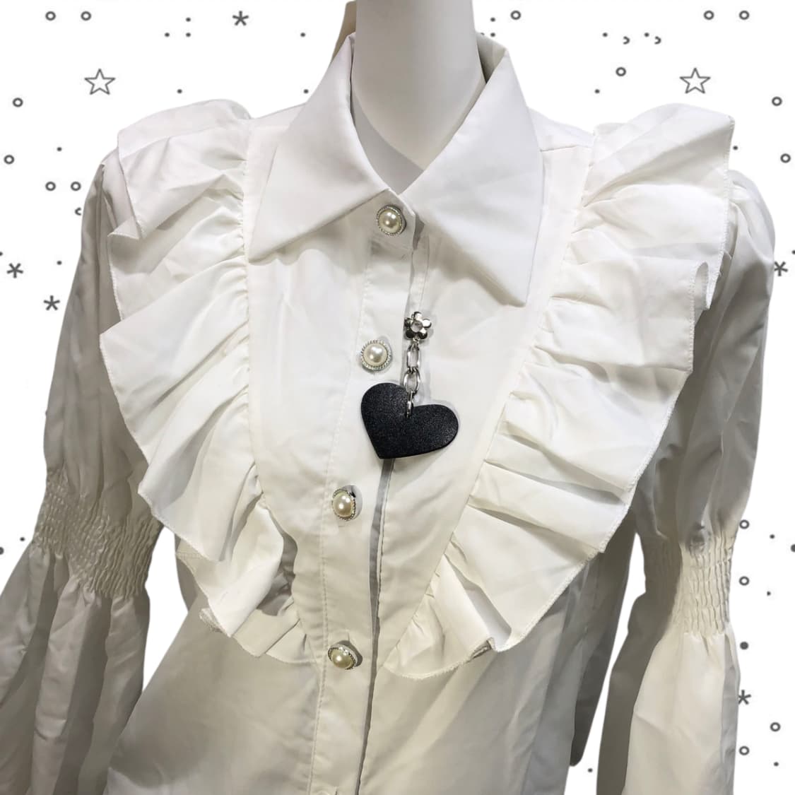 새제품 하트 포인트 프릴 퍼프 블라우스 34 상품이미지2