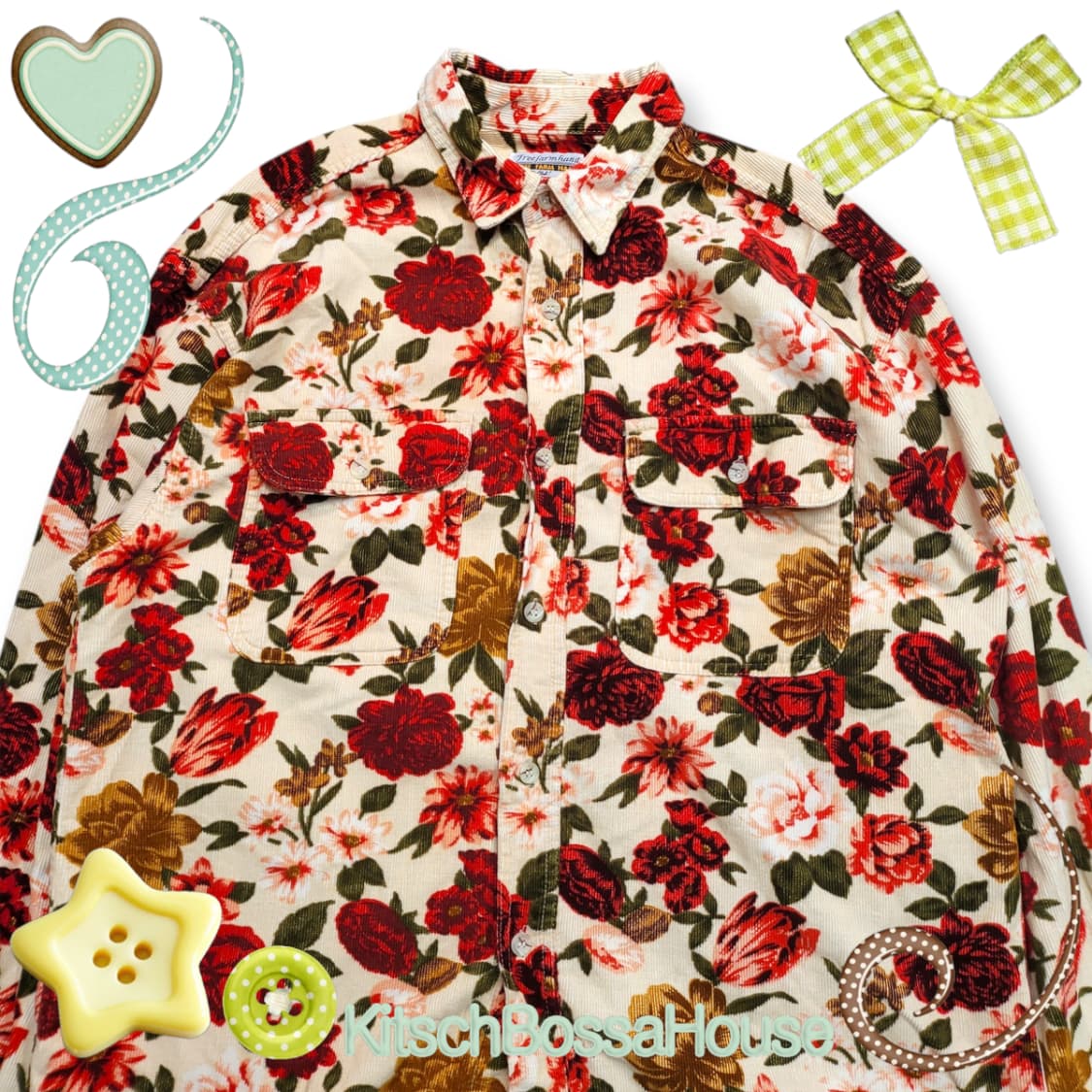 Freefarmhand 플라워 패턴 코듀로이 셔츠 상품이미지2