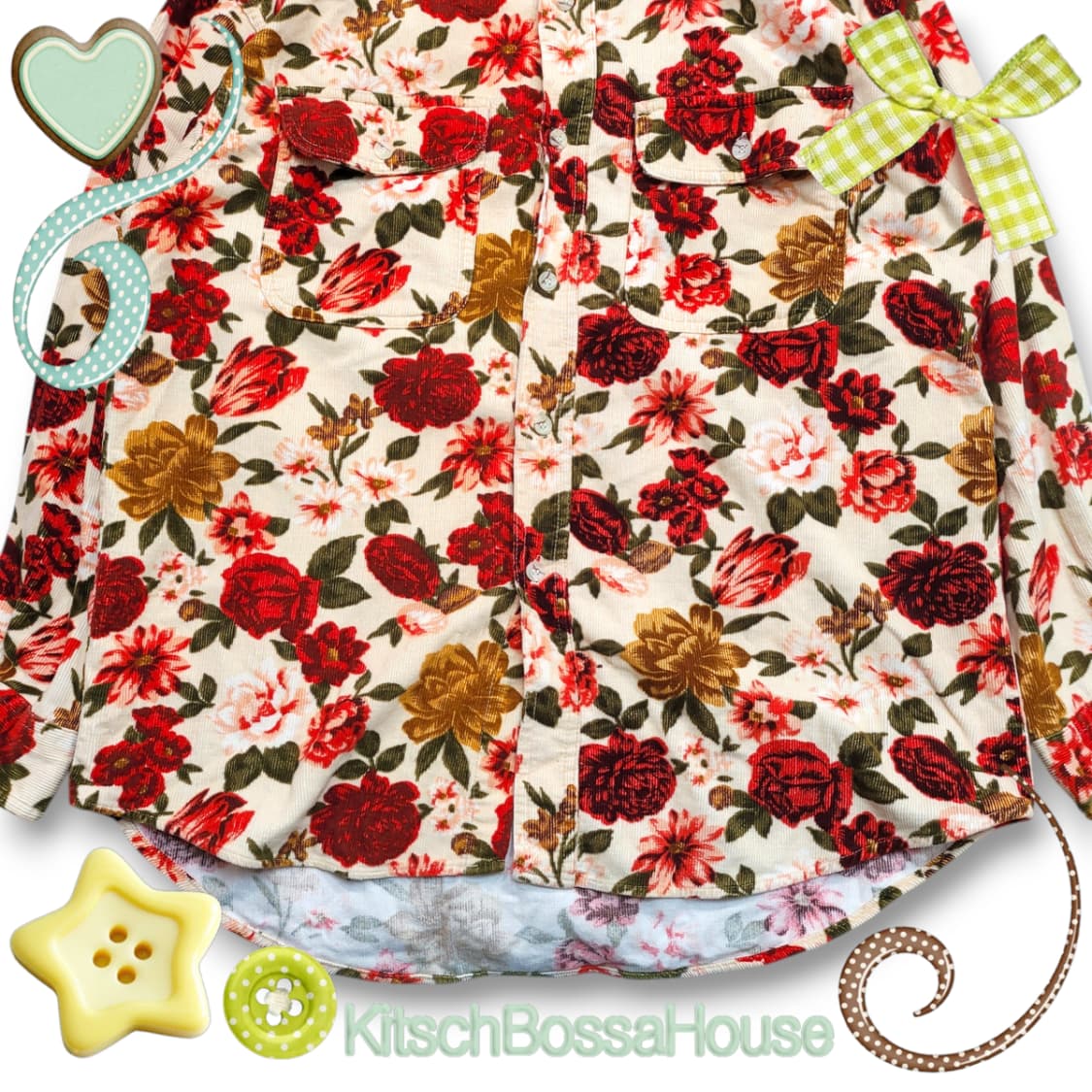 Freefarmhand 플라워 패턴 코듀로이 셔츠 상품이미지3