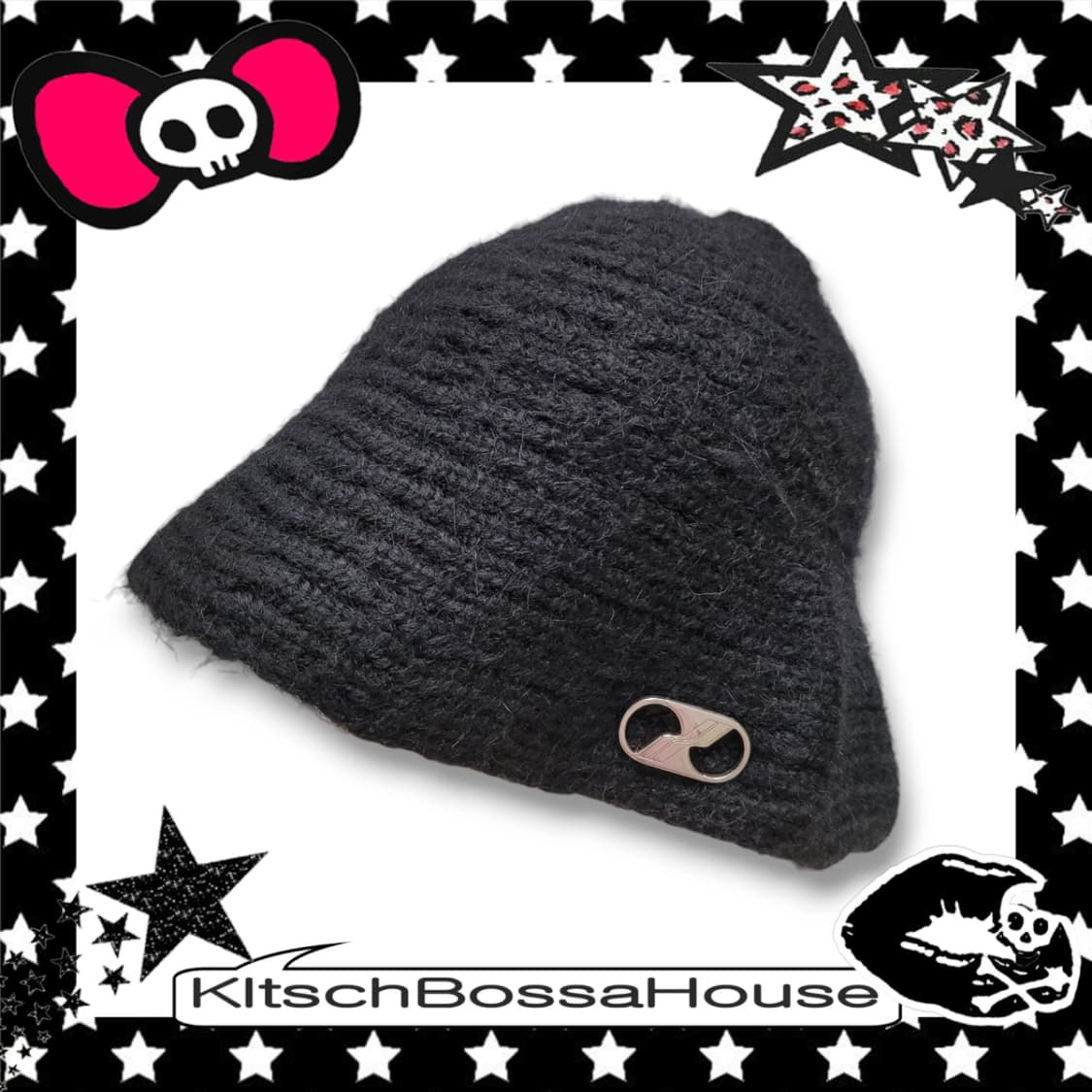 we11done 웰던 메탈 로고 니트 버킷햇 모자 상품이미지1