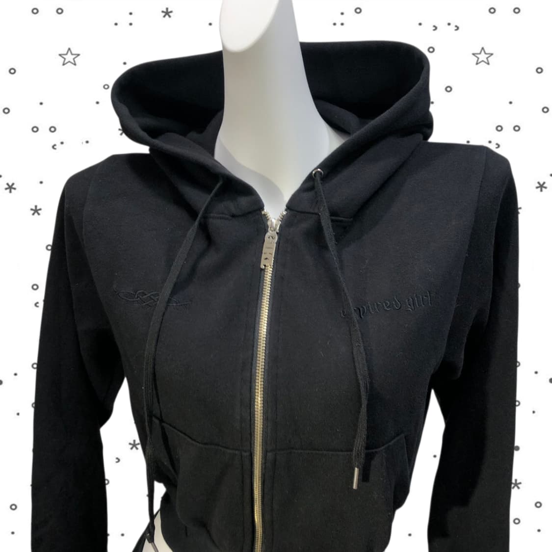 [S] Expired Girl 익스파이어드걸 라인스톤 후드집업 블랙 13 상품이미지2