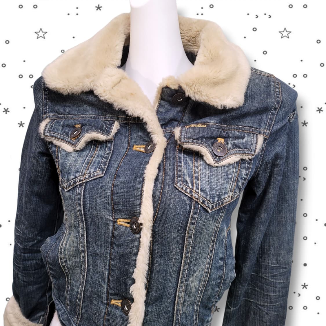 [S] SHANEJEANS 쉐인진스 양털 퍼 누빔 데님 자켓 상품이미지2