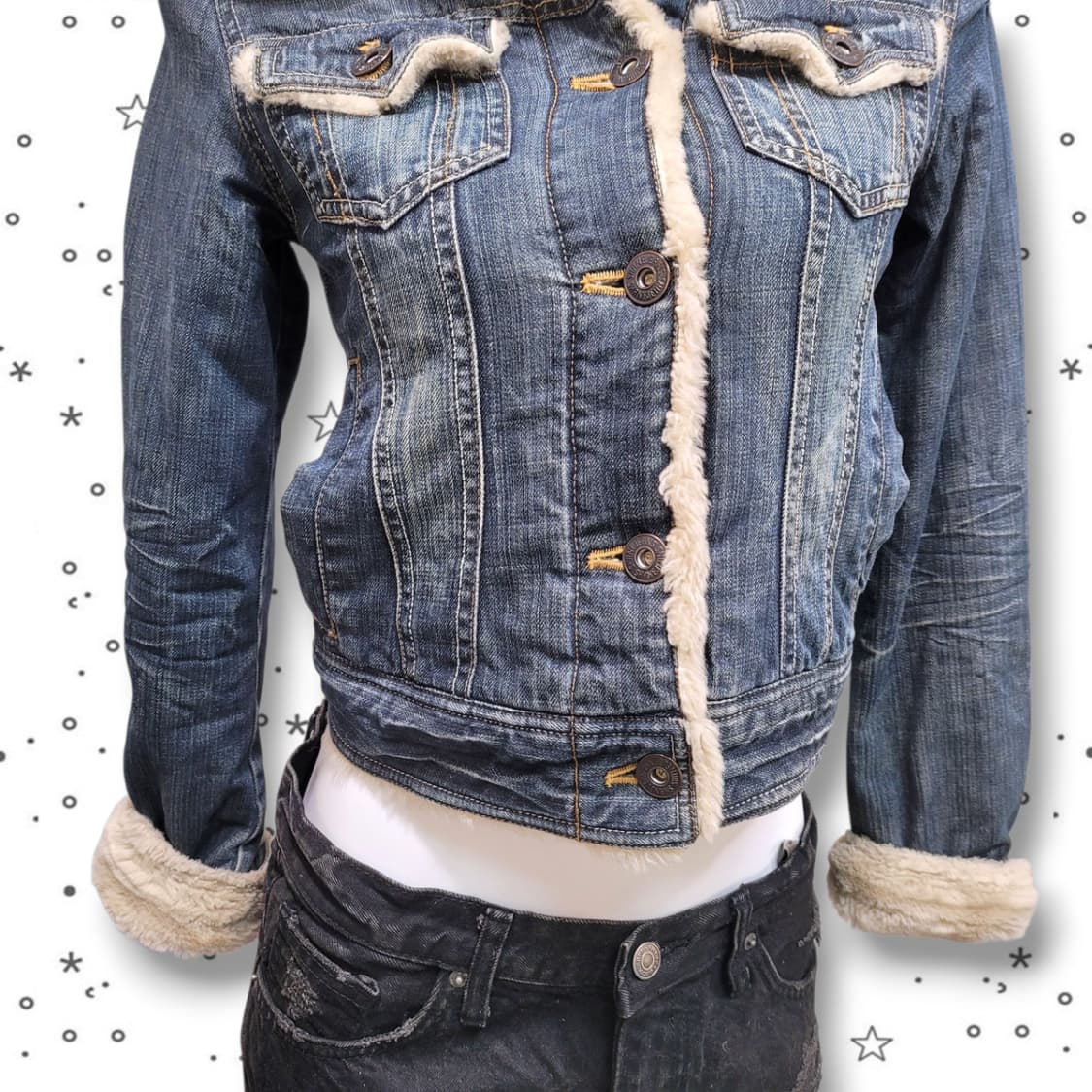 [S] SHANEJEANS 쉐인진스 양털 퍼 누빔 데님 자켓 상품이미지3