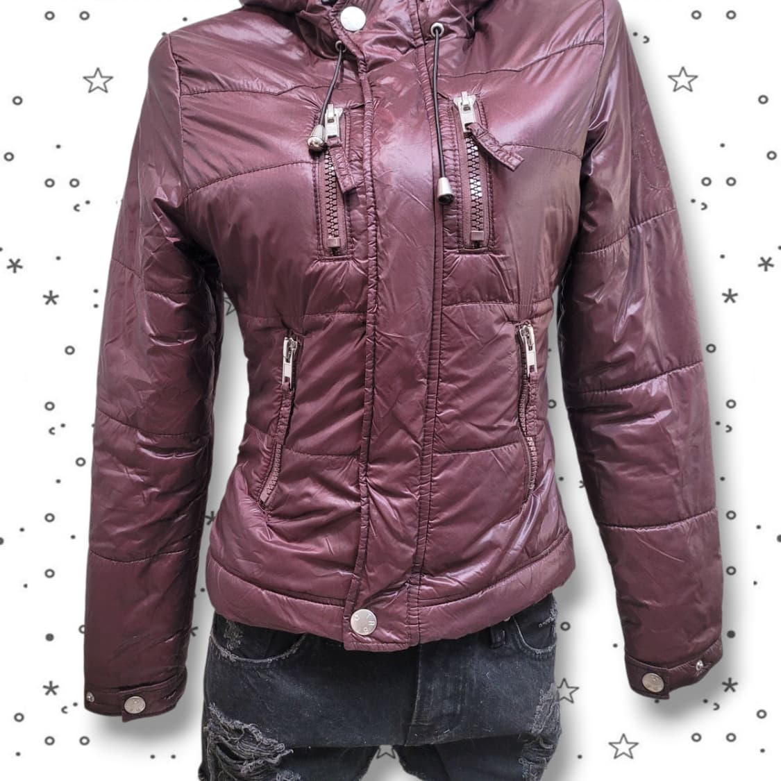 [S] 트루릴리전 슬림 집업 갸루 y2k 패딩 상품이미지3