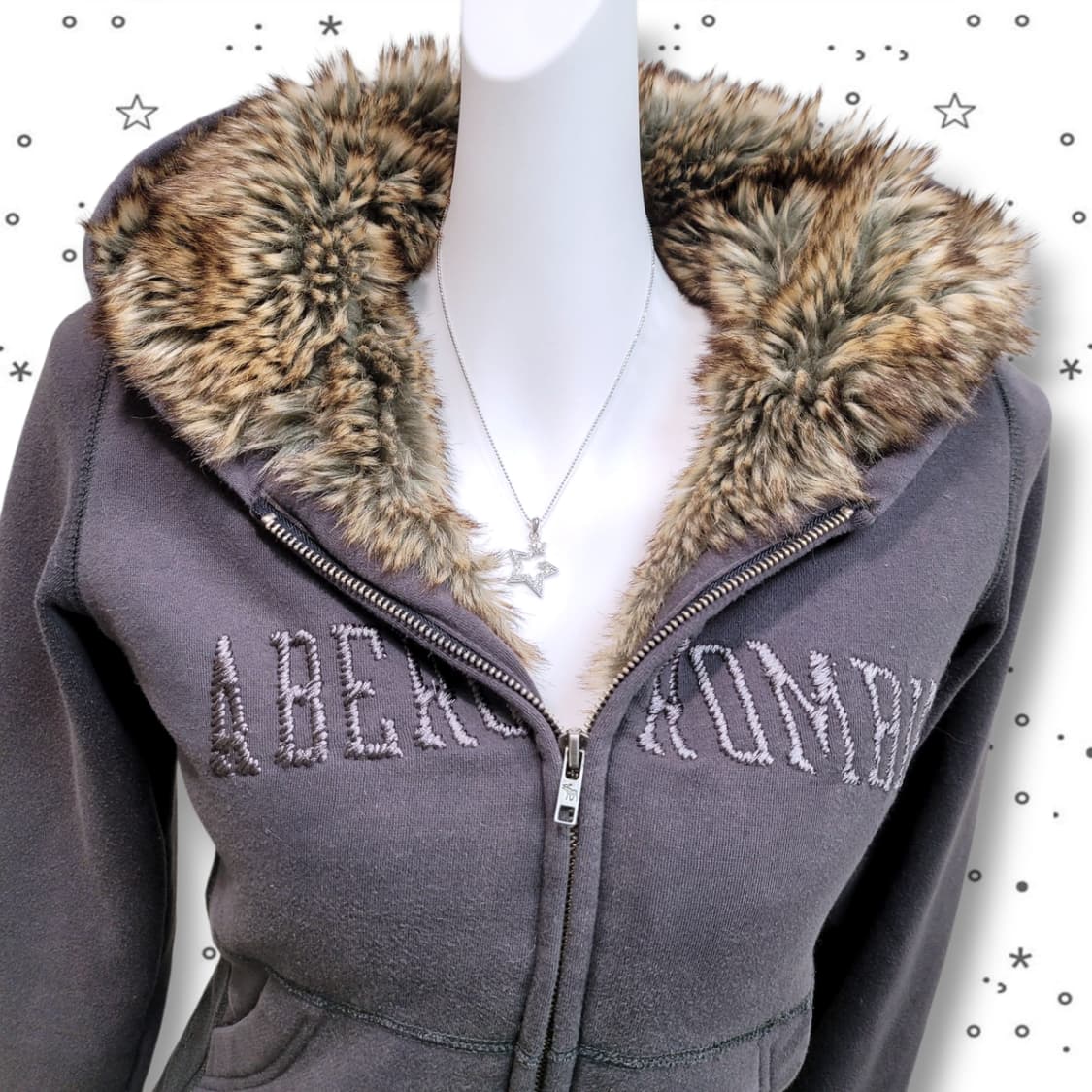 [M] 아베크롬비 00s 울프죠 그레이 퍼 후드 집업 상품이미지2