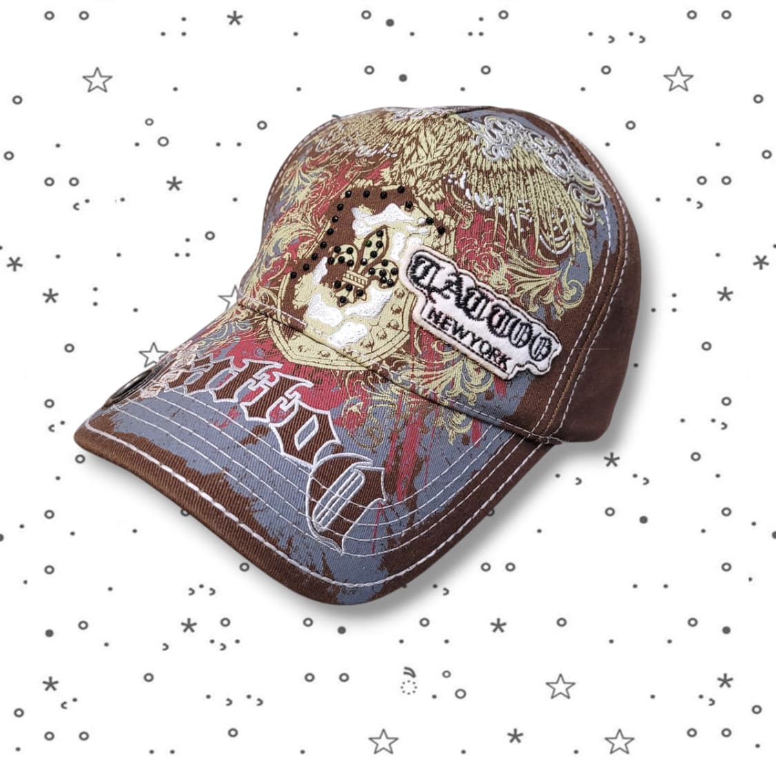 Tattoo 디앤젤로 빈티지 브라운 큐빅 볼캡 모자 상품이미지1