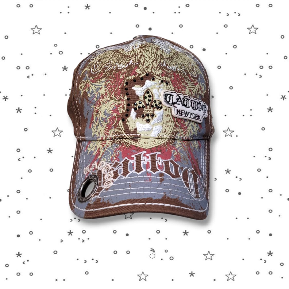 Tattoo 디앤젤로 빈티지 브라운 큐빅 볼캡 모자 상품이미지2