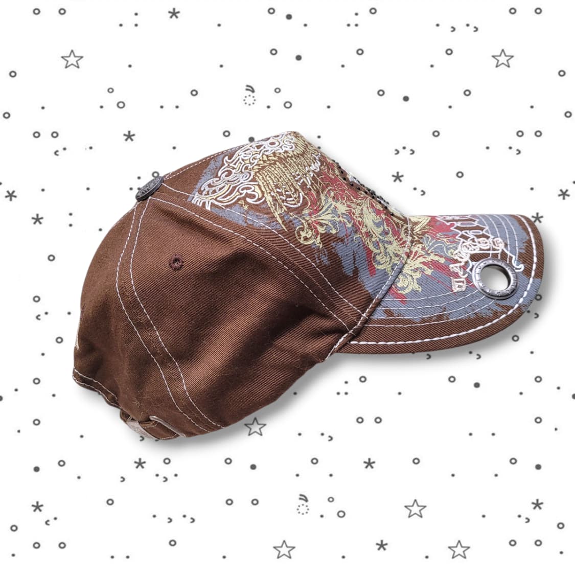 Tattoo 디앤젤로 빈티지 브라운 큐빅 볼캡 모자 상품이미지3