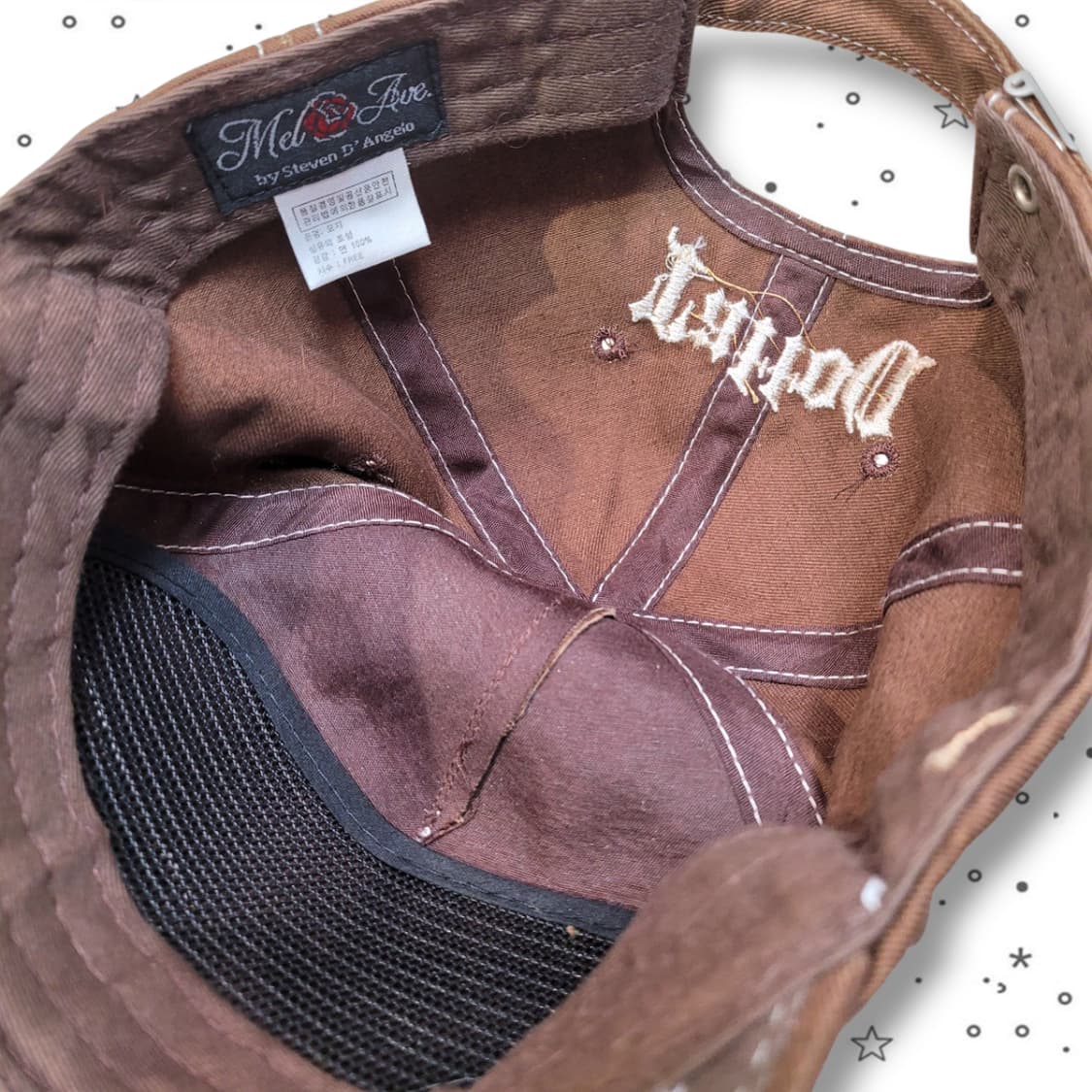 Tattoo 디앤젤로 빈티지 브라운 큐빅 볼캡 모자 상품이미지6