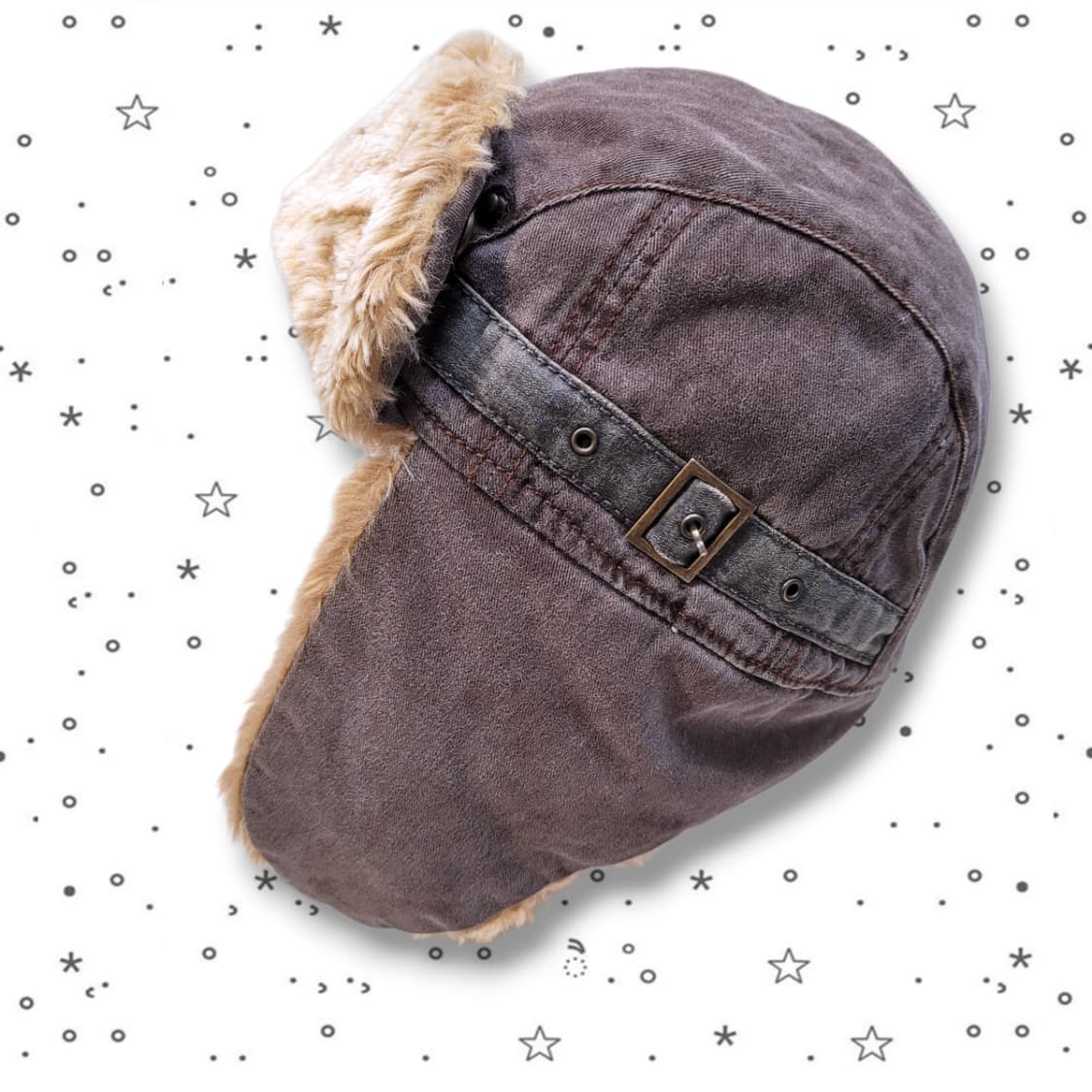 빈티지 워싱 벨티드 털 방한모자 상품이미지5