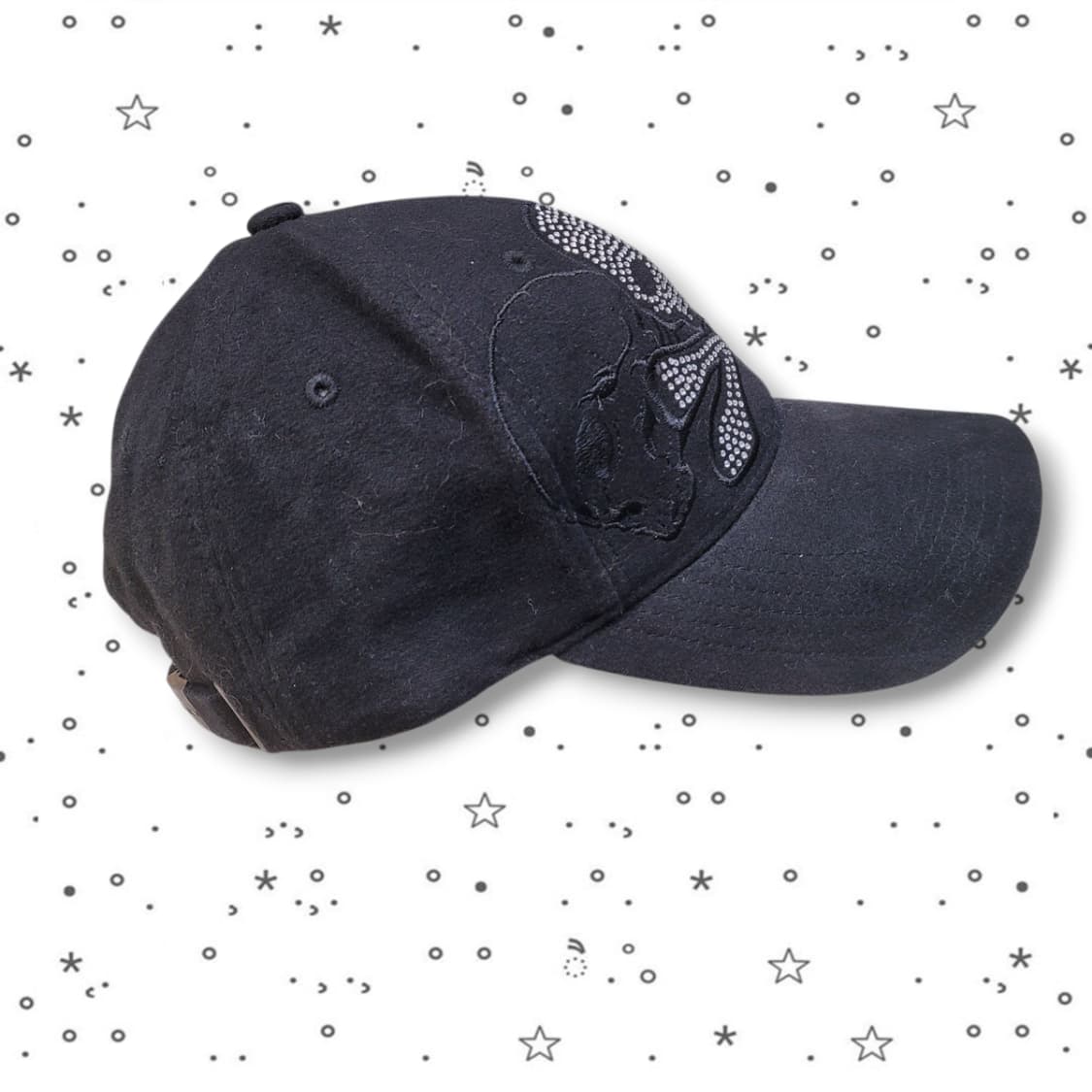 빈티지 스컬 스와로브스키 블랙 볼캡 상품이미지3