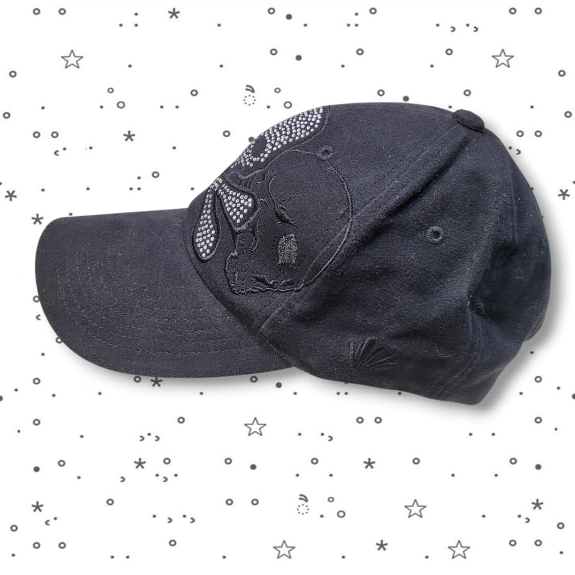 빈티지 스컬 스와로브스키 블랙 볼캡 상품이미지5