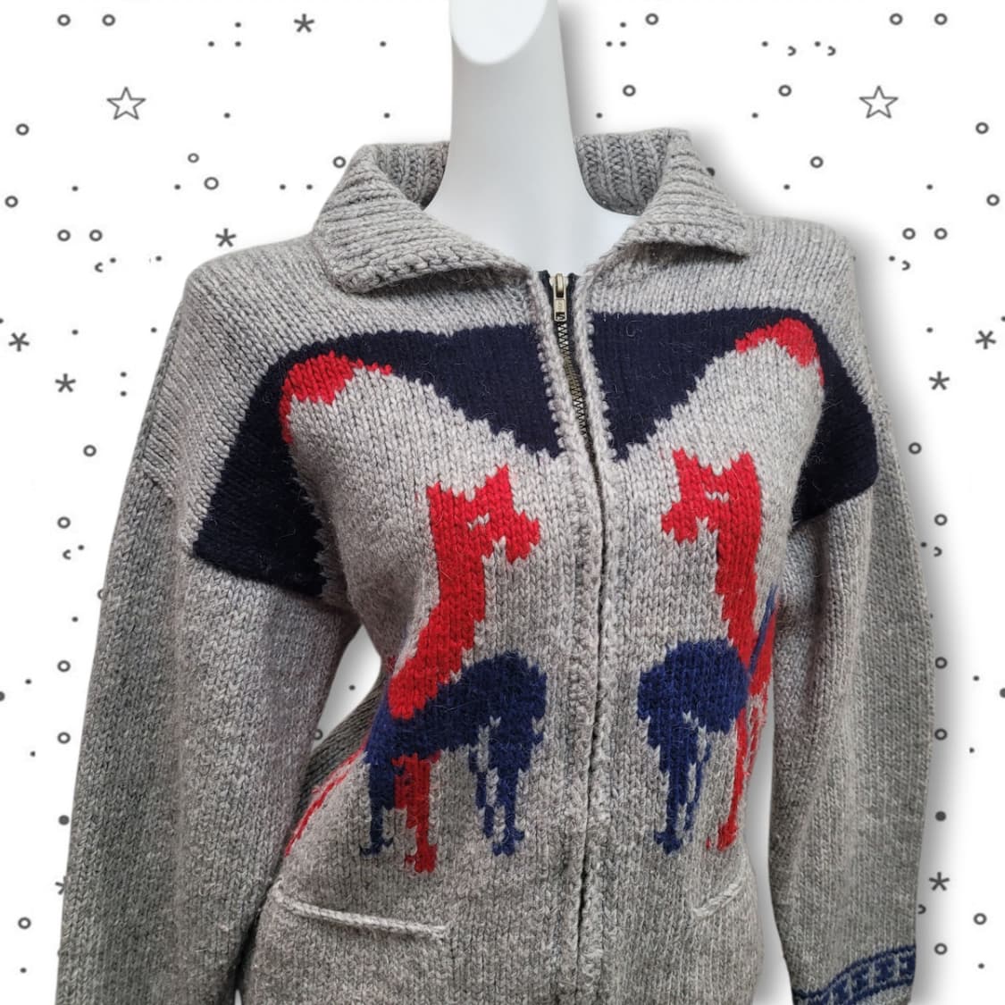 [M] 에콰도르 알파카 핸드메이드 울 니트 가디건 집업 상품이미지2