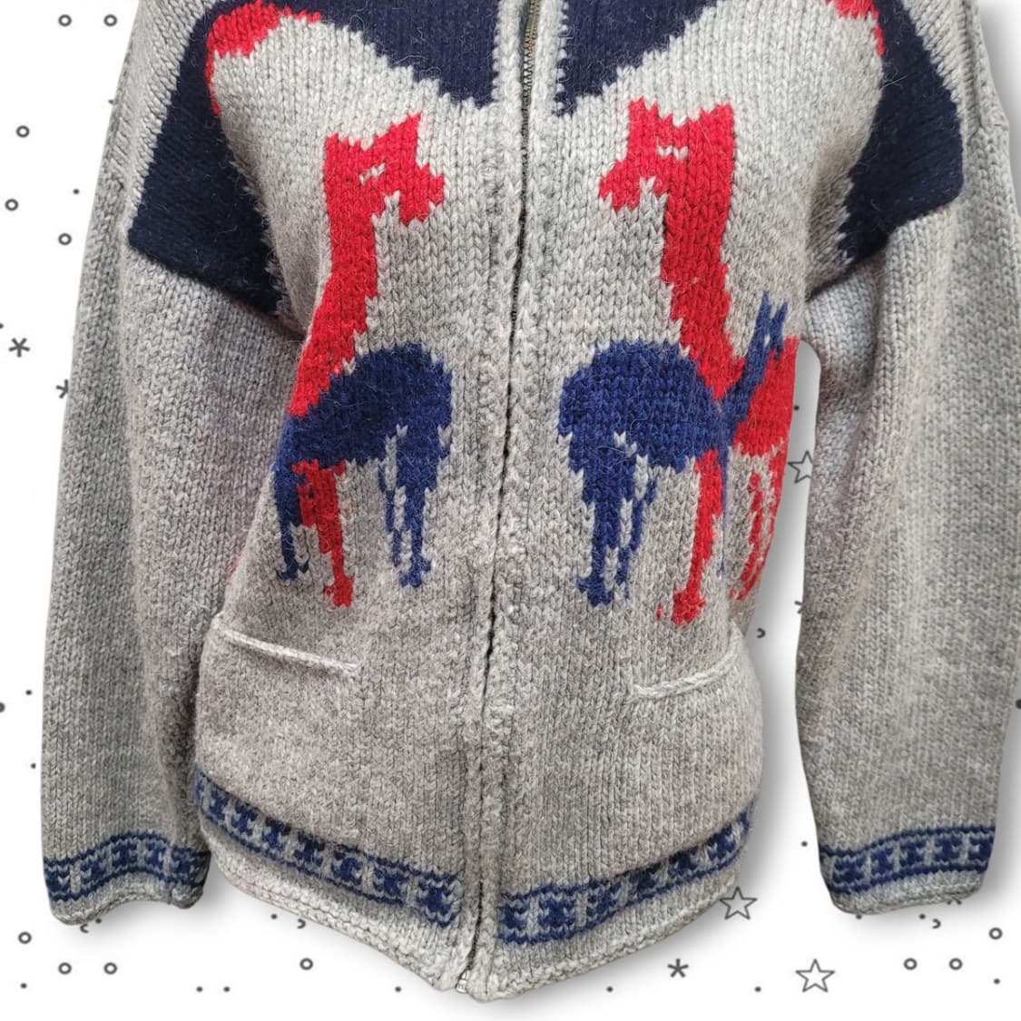 [M] 에콰도르 알파카 핸드메이드 울 니트 가디건 집업 상품이미지3