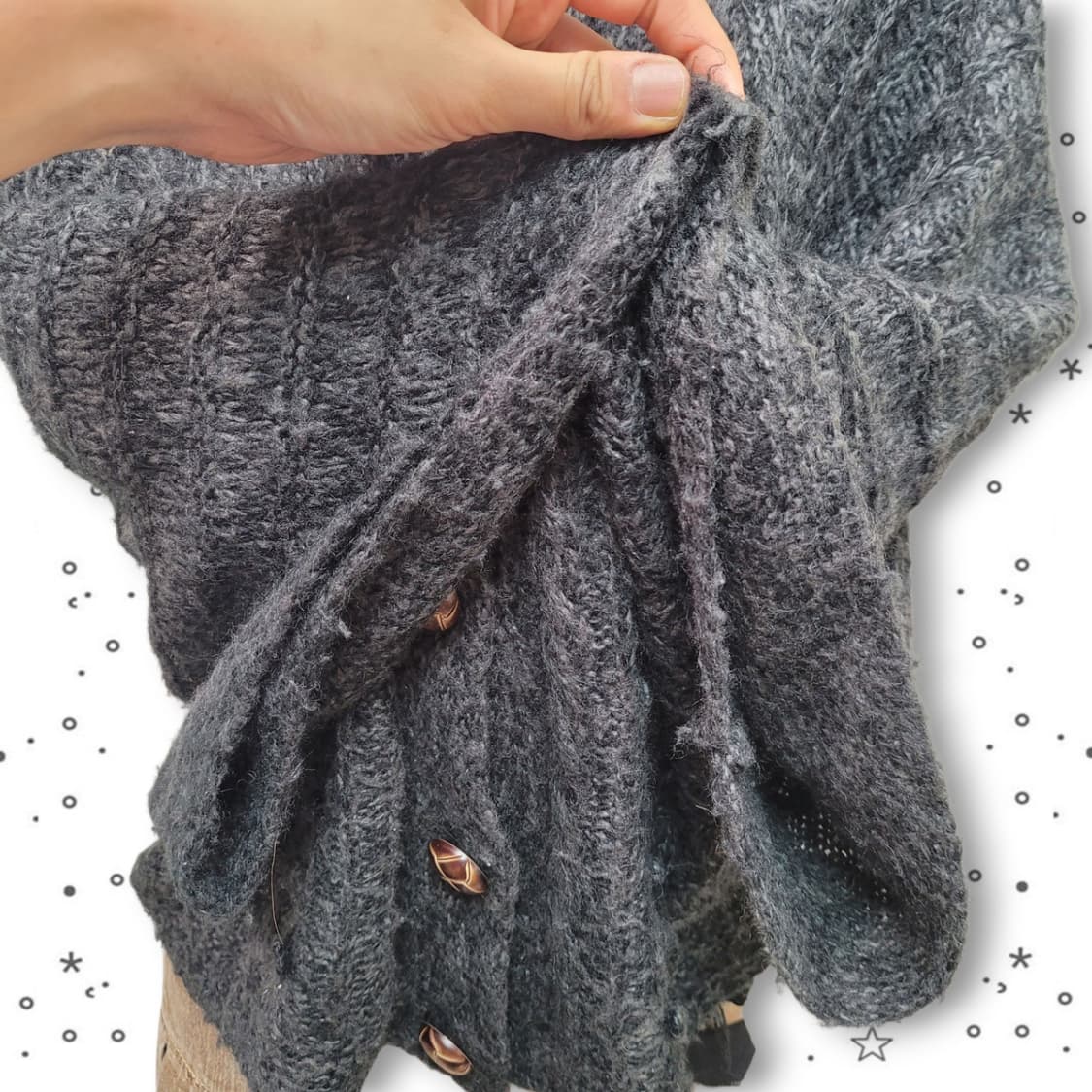 [L] SOSPITA JPN 챠콜 꽈배기 케이프 모리걸 니트 가디건 상품이미지4