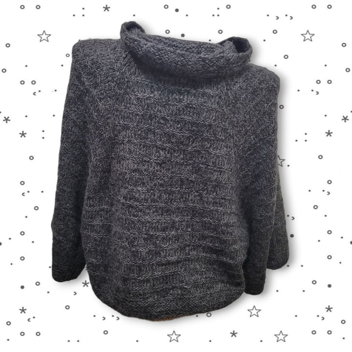 [L] SOSPITA JPN 챠콜 꽈배기 케이프 모리걸 니트 가디건 상품이미지5