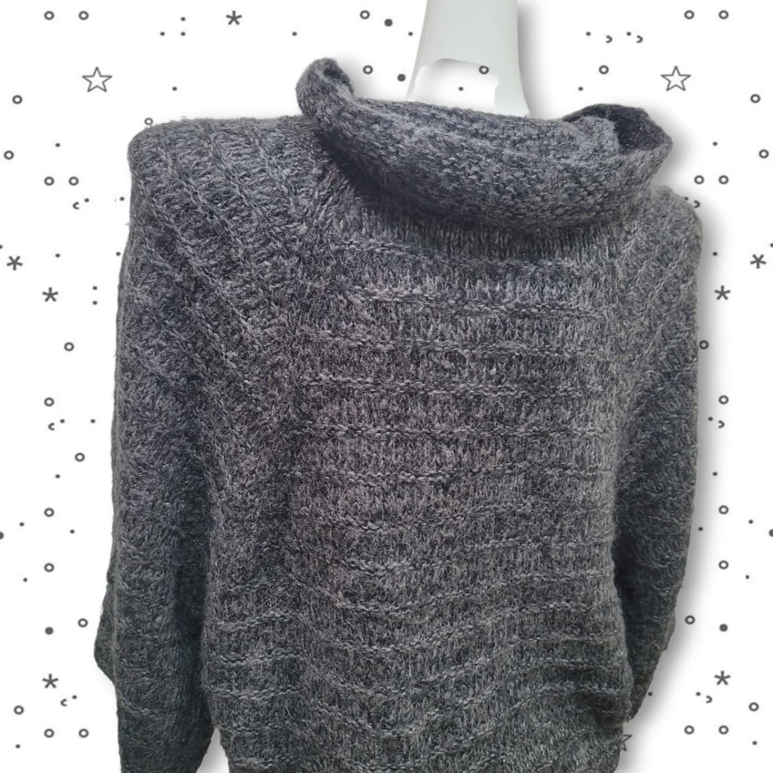 [L] SOSPITA JPN 챠콜 꽈배기 케이프 모리걸 니트 가디건 상품이미지6