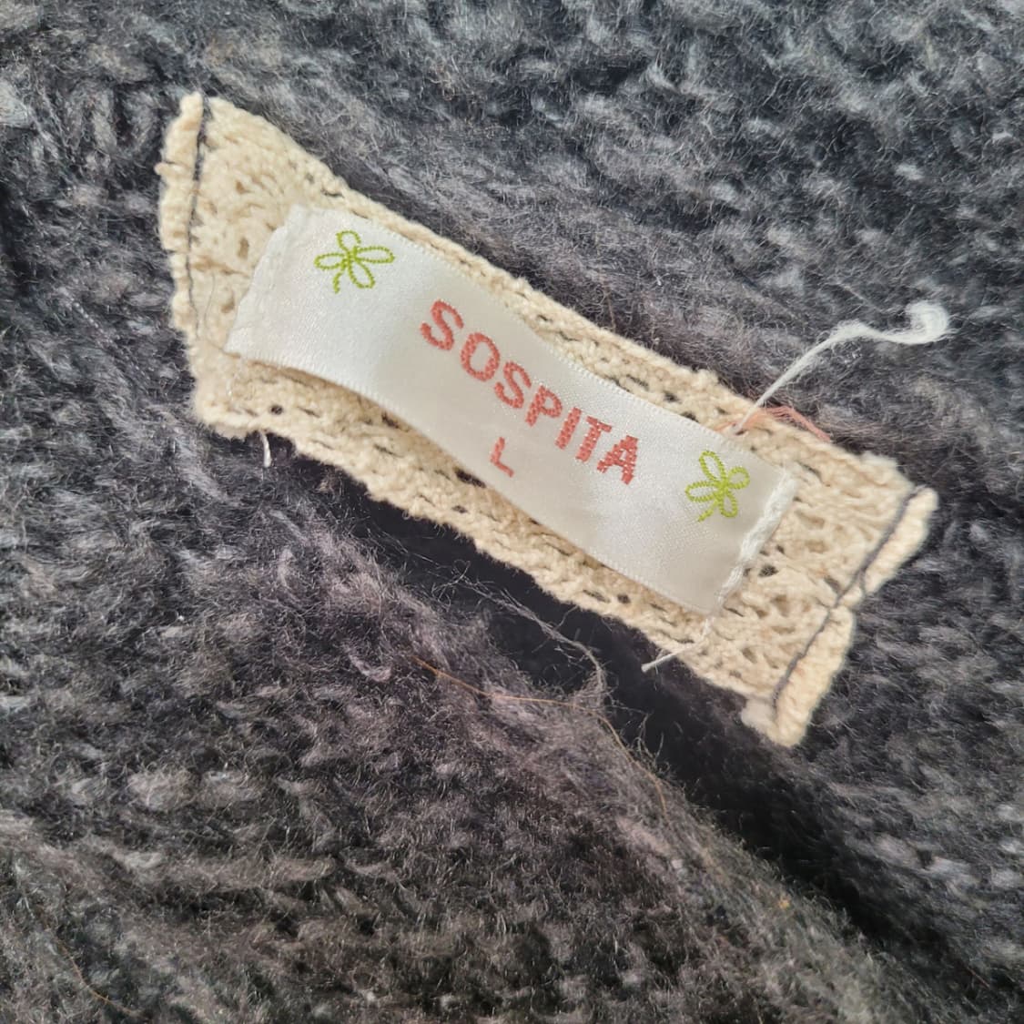 [L] SOSPITA JPN 챠콜 꽈배기 케이프 모리걸 니트 가디건 상품이미지8