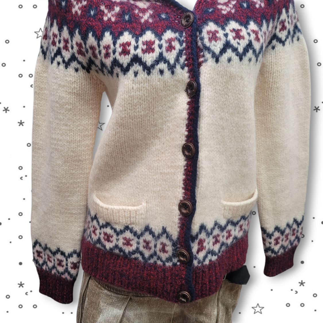 핸드메이드 노르딕 패턴 후드 모리걸 니트 가디건 상품이미지3