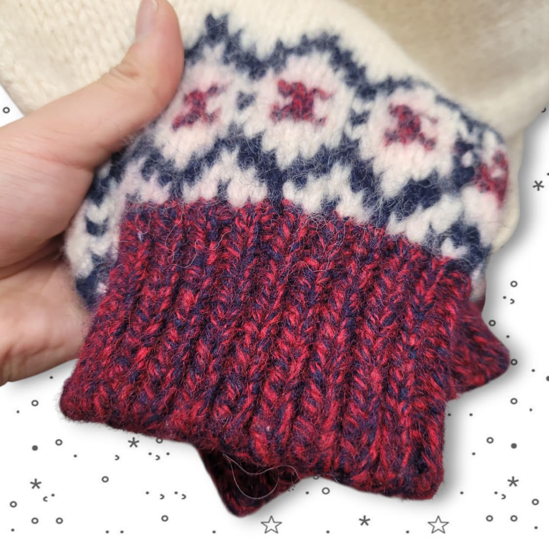 핸드메이드 노르딕 패턴 후드 모리걸 니트 가디건 상품이미지4