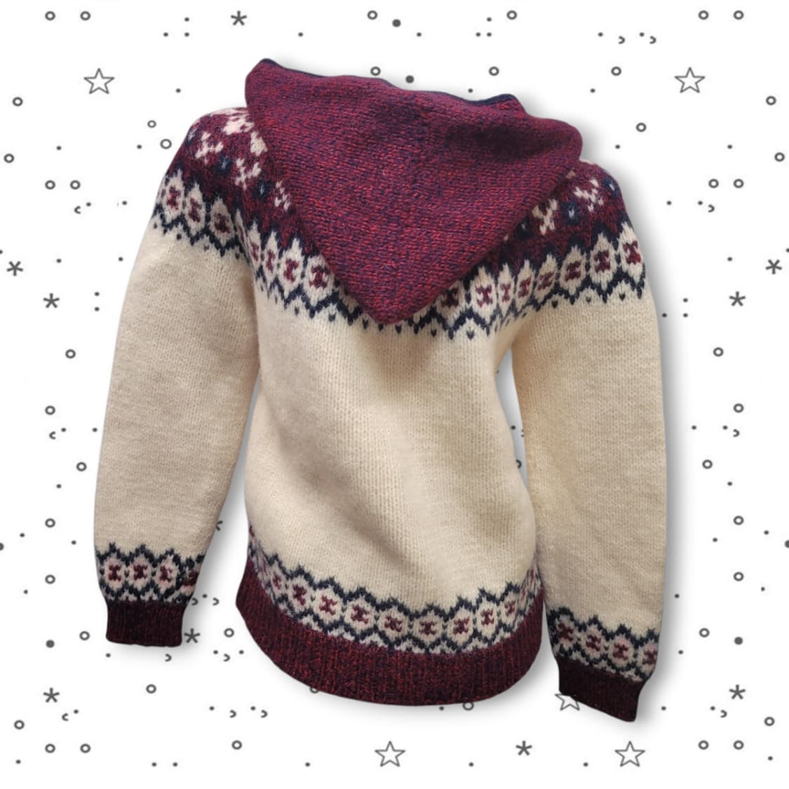 핸드메이드 노르딕 패턴 후드 모리걸 니트 가디건 상품이미지6