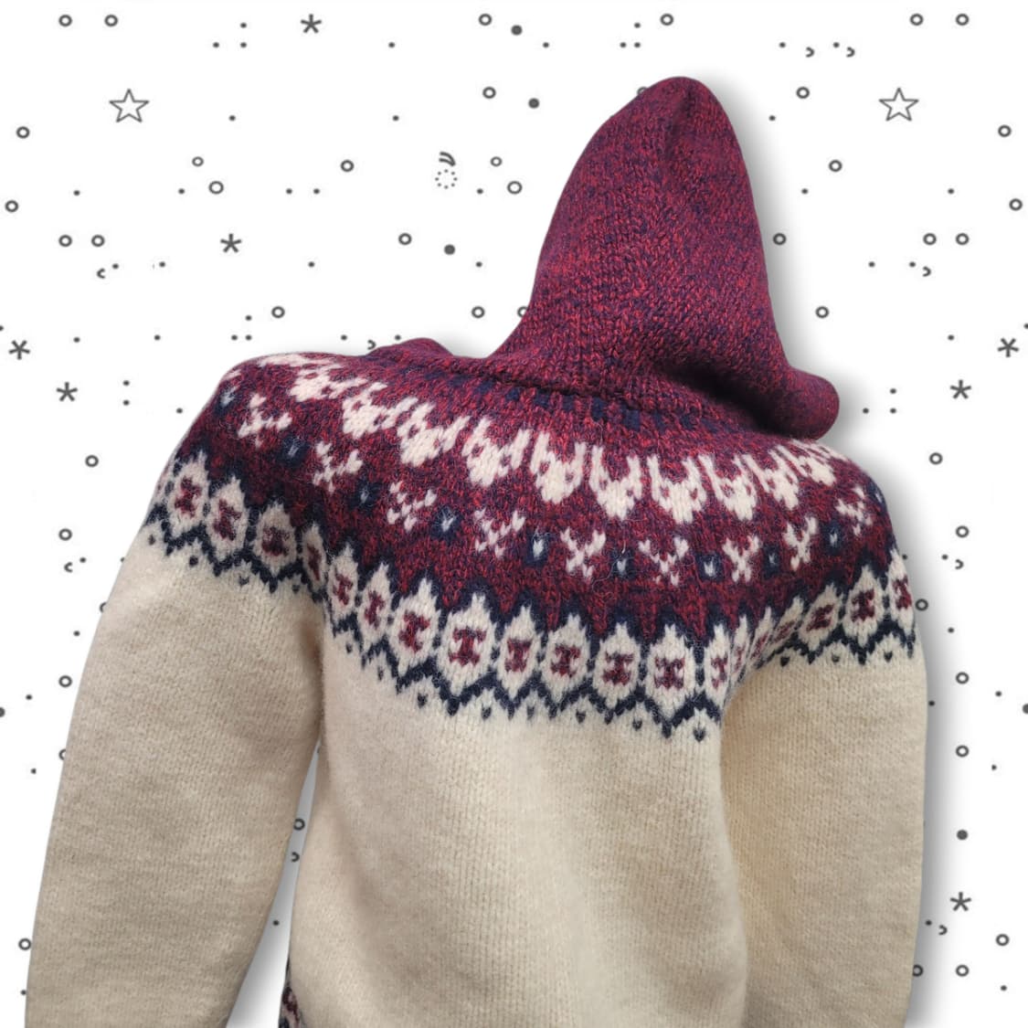 핸드메이드 노르딕 패턴 후드 모리걸 니트 가디건 상품이미지7