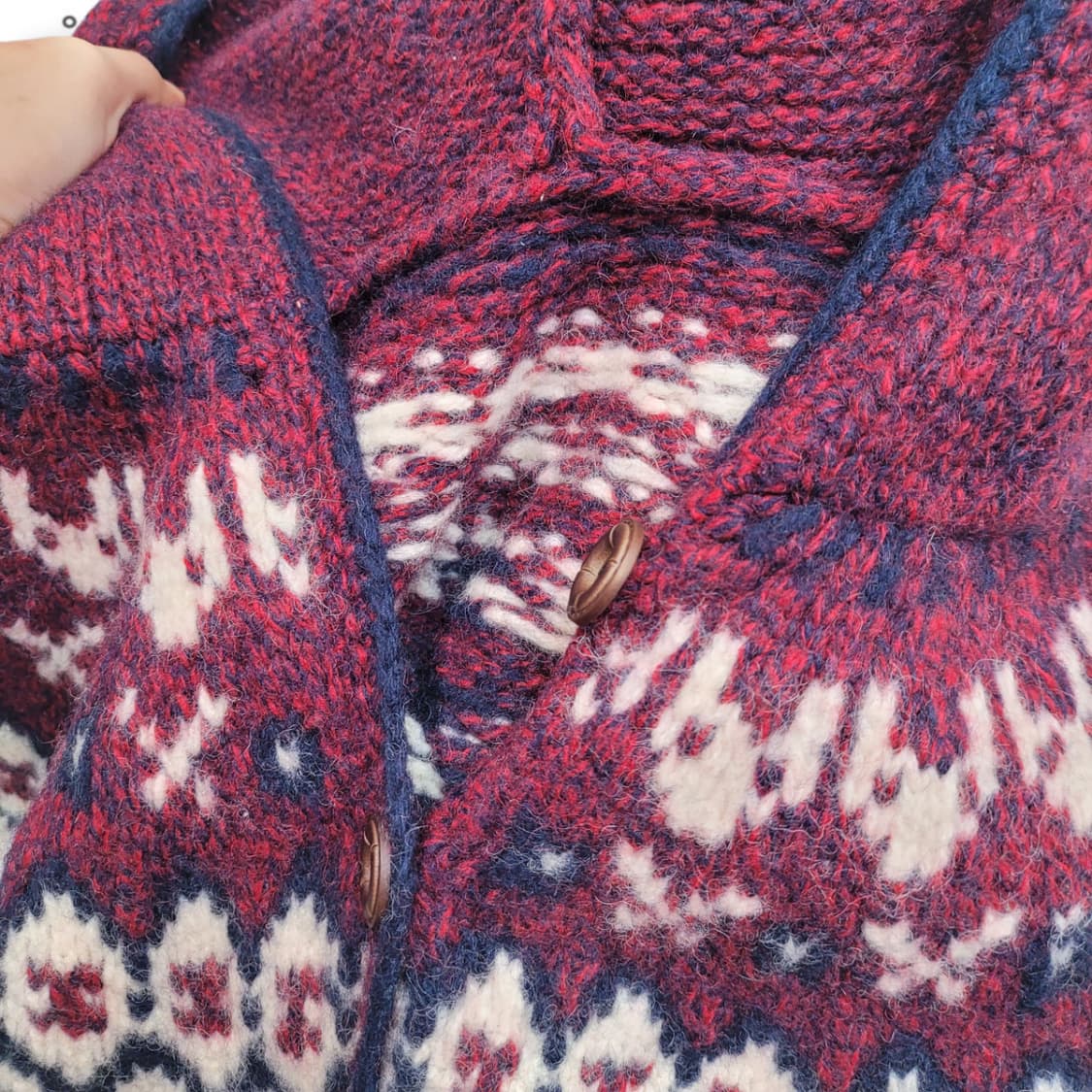 핸드메이드 노르딕 패턴 후드 모리걸 니트 가디건 상품이미지9