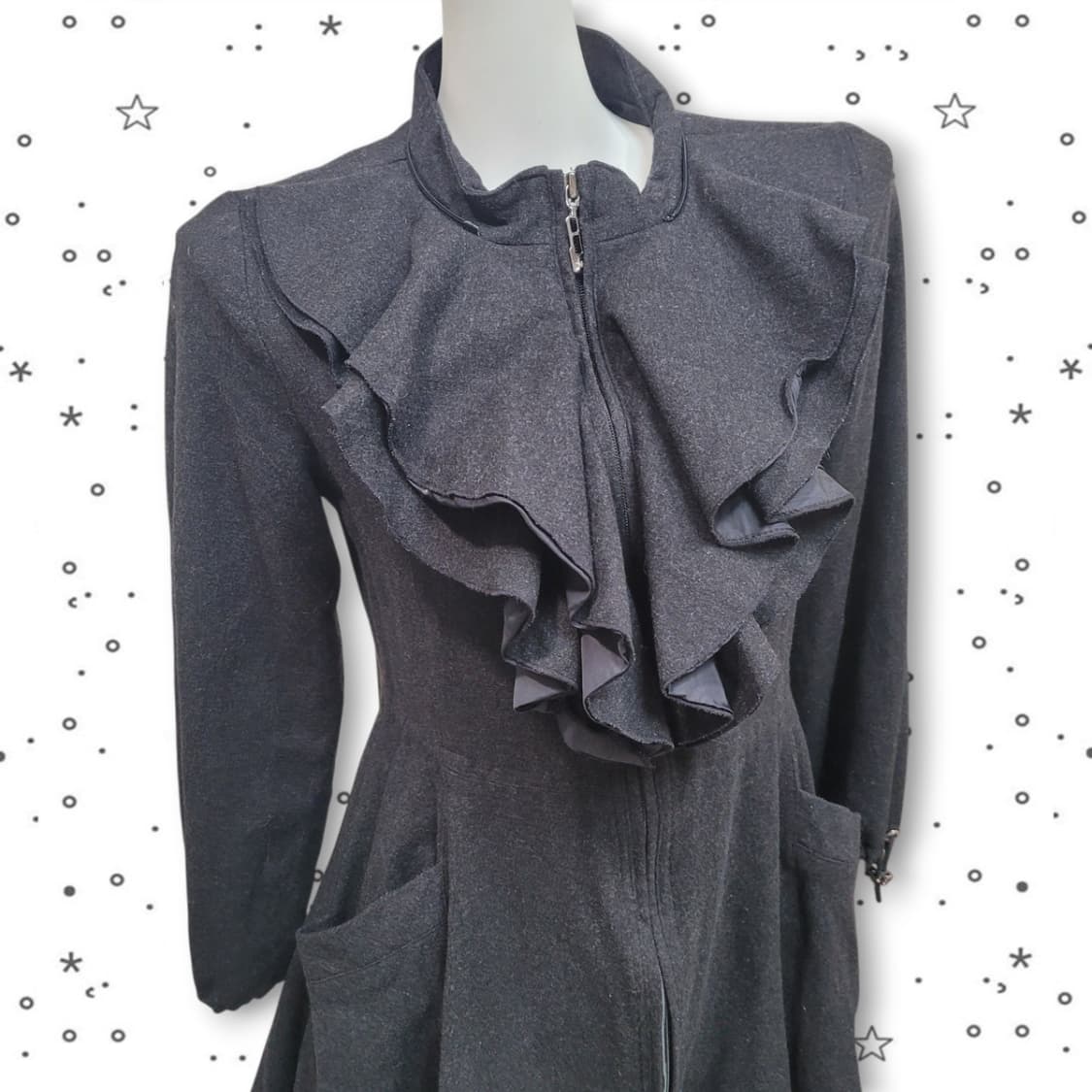 ARMANI 엠포리오 아르마니 90's 프릴 고딕 울 코트 원피스 상품이미지2