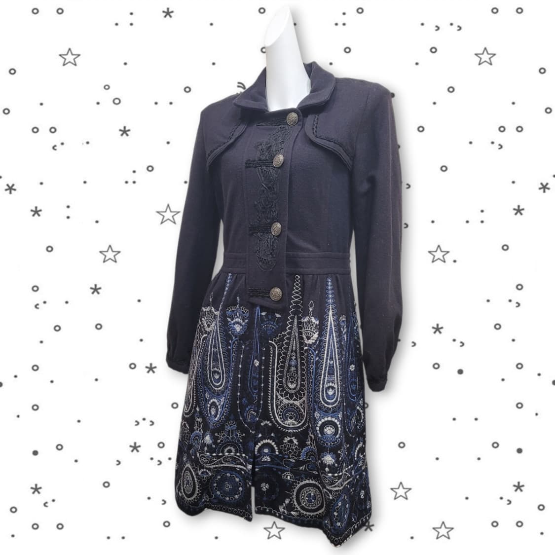 BNX 페이즐리 레이스 고딕 울 혼방 롱 코트 상품이미지1