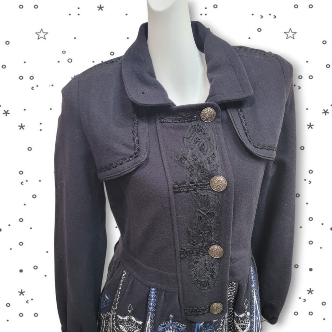 BNX 페이즐리 레이스 고딕 울 혼방 롱 코트 상품이미지2