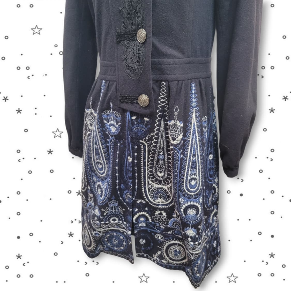 BNX 페이즐리 레이스 고딕 울 혼방 롱 코트 상품이미지3