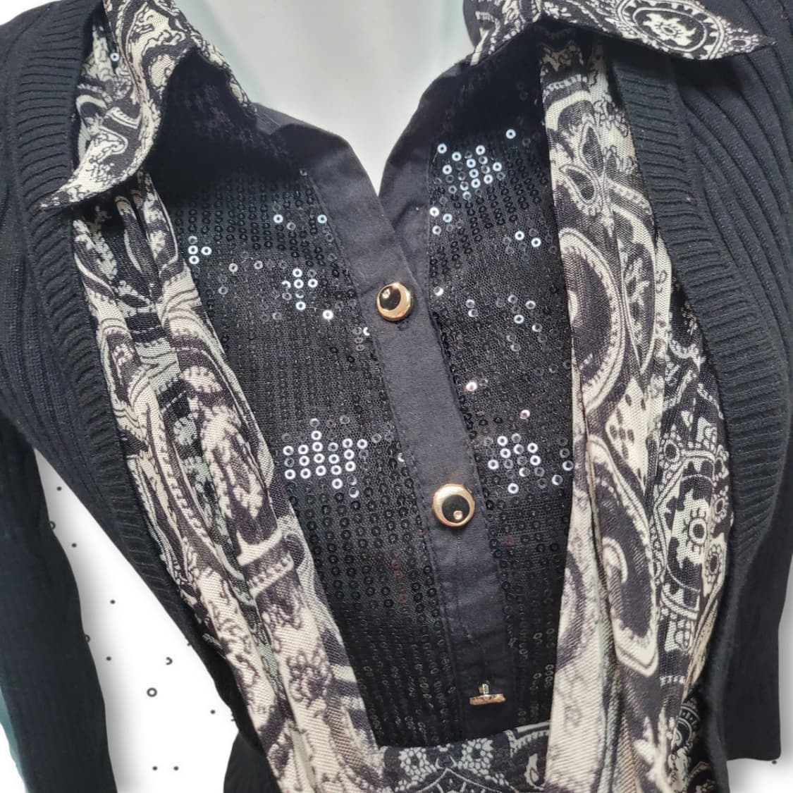 빈티지 페이즐리 패턴 슬림 실크 블라우스 상품이미지8