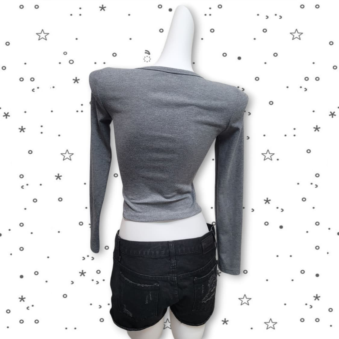 그런지 나비 크롭 슬림 갸루 탑 Y2K 티셔츠 상품이미지5