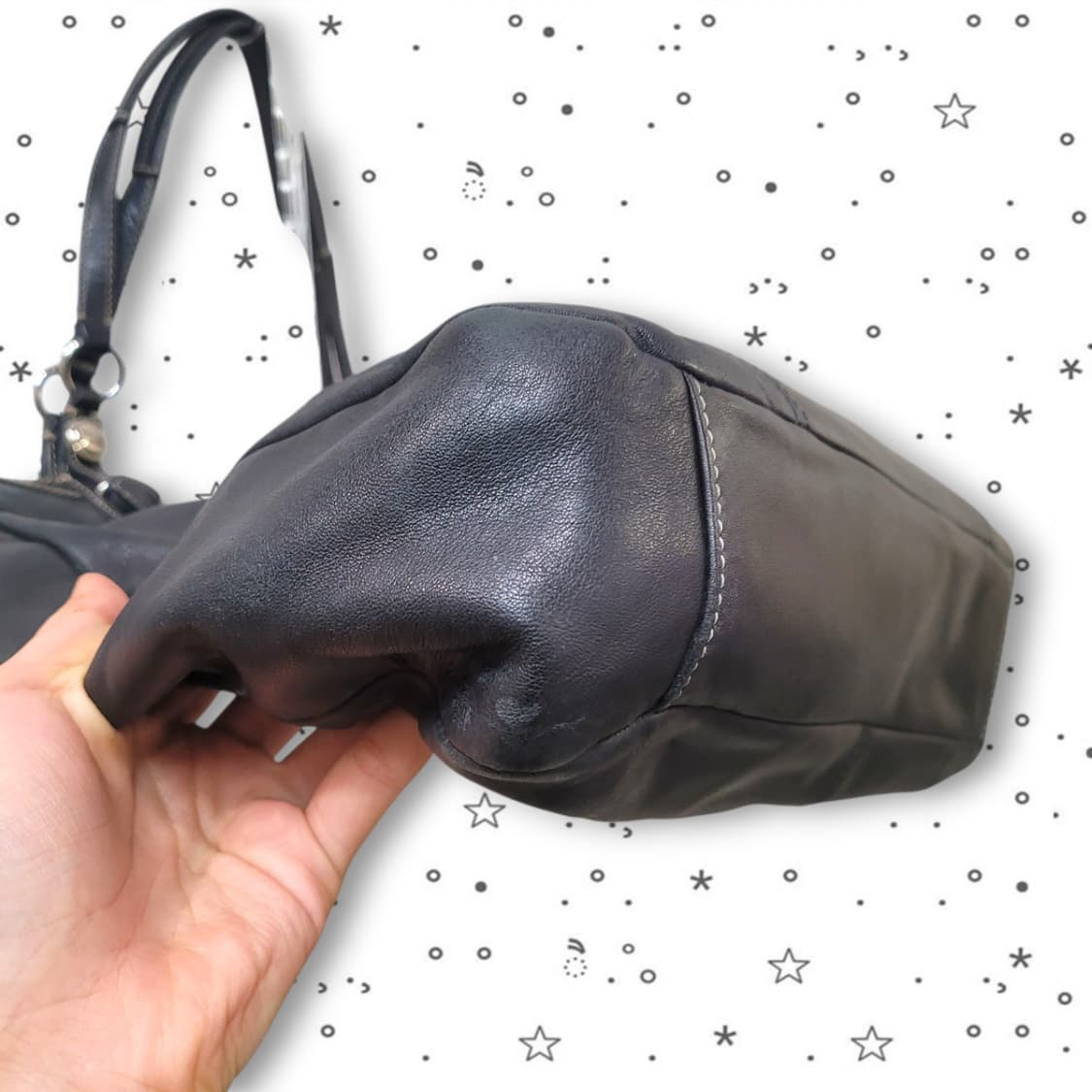 COACH 코치 블랙 가죽 햄튼 라구나 Y2K 갸루 토트백 상품이미지6