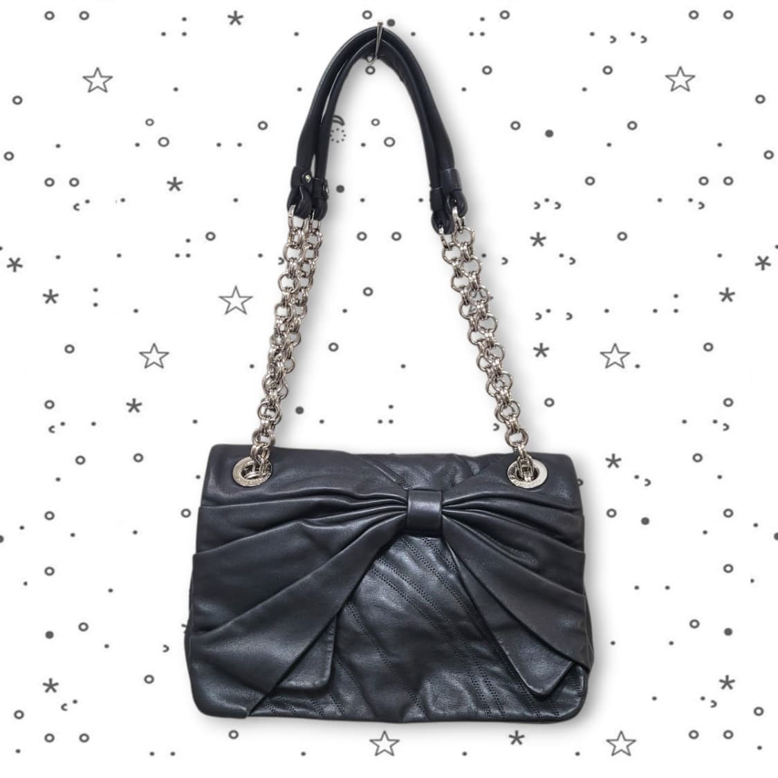 NINA RICH 니나리치 드레이프 레더 리본 플랩 백 상품이미지1