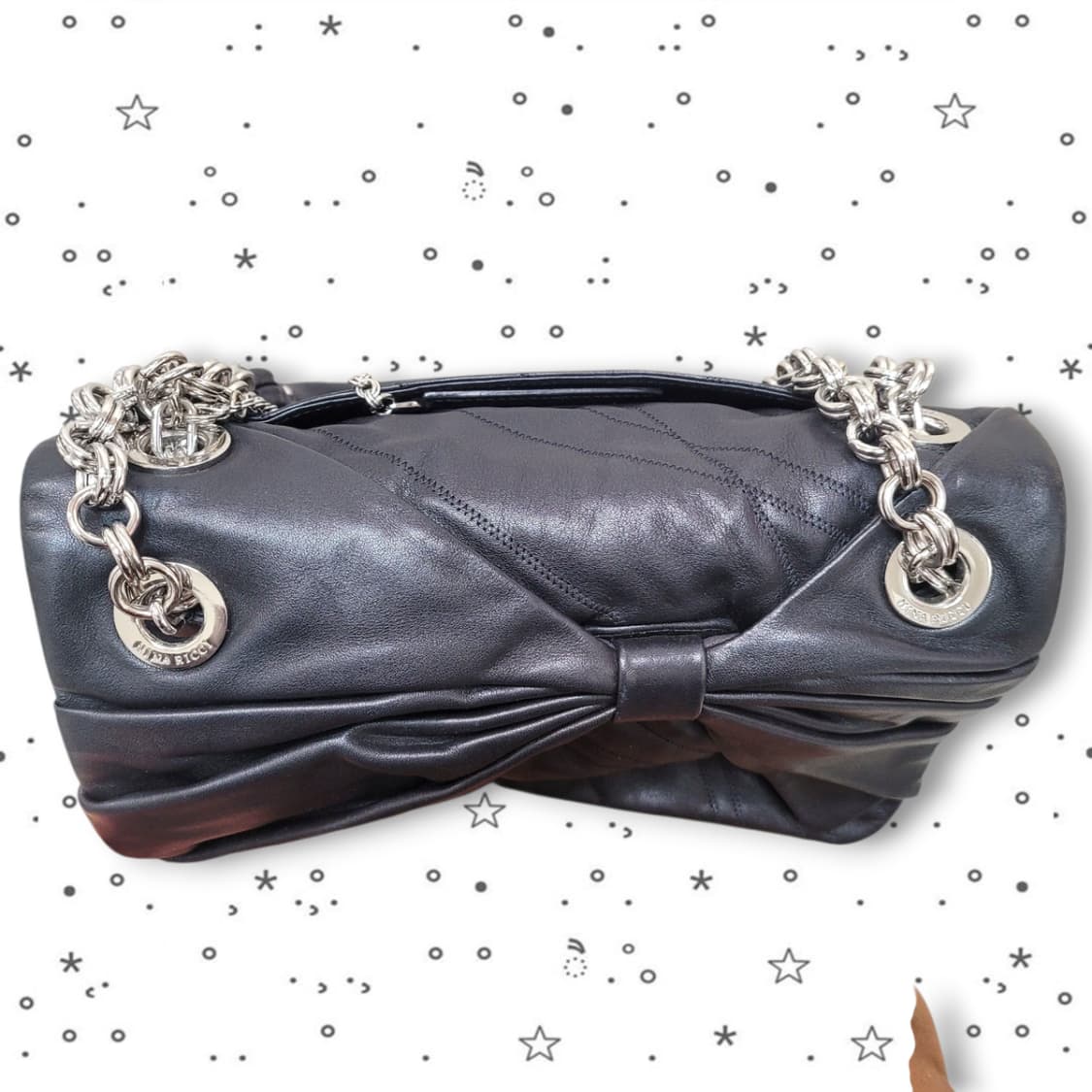 NINA RICH 니나리치 드레이프 레더 리본 플랩 백 상품이미지8