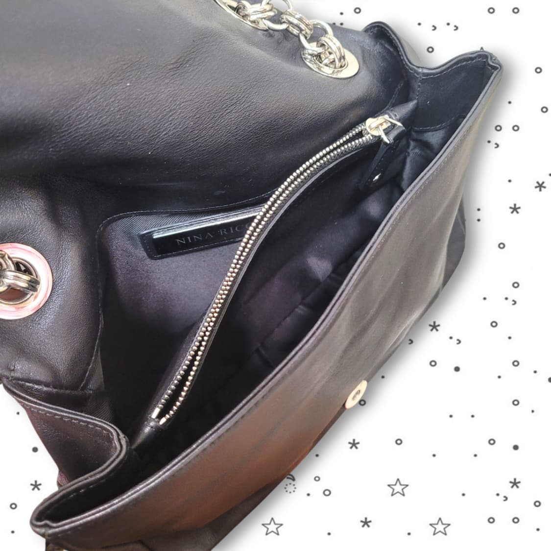 NINA RICH 니나리치 드레이프 레더 리본 플랩 백 상품이미지9