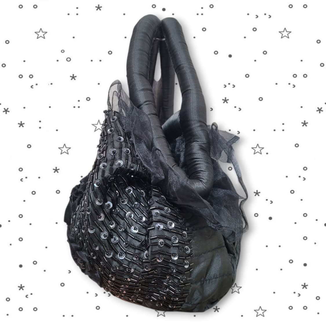 VINTAGE 빈티지 블랙 로즈 장미 레이스 고딕 핸드백 상품이미지3