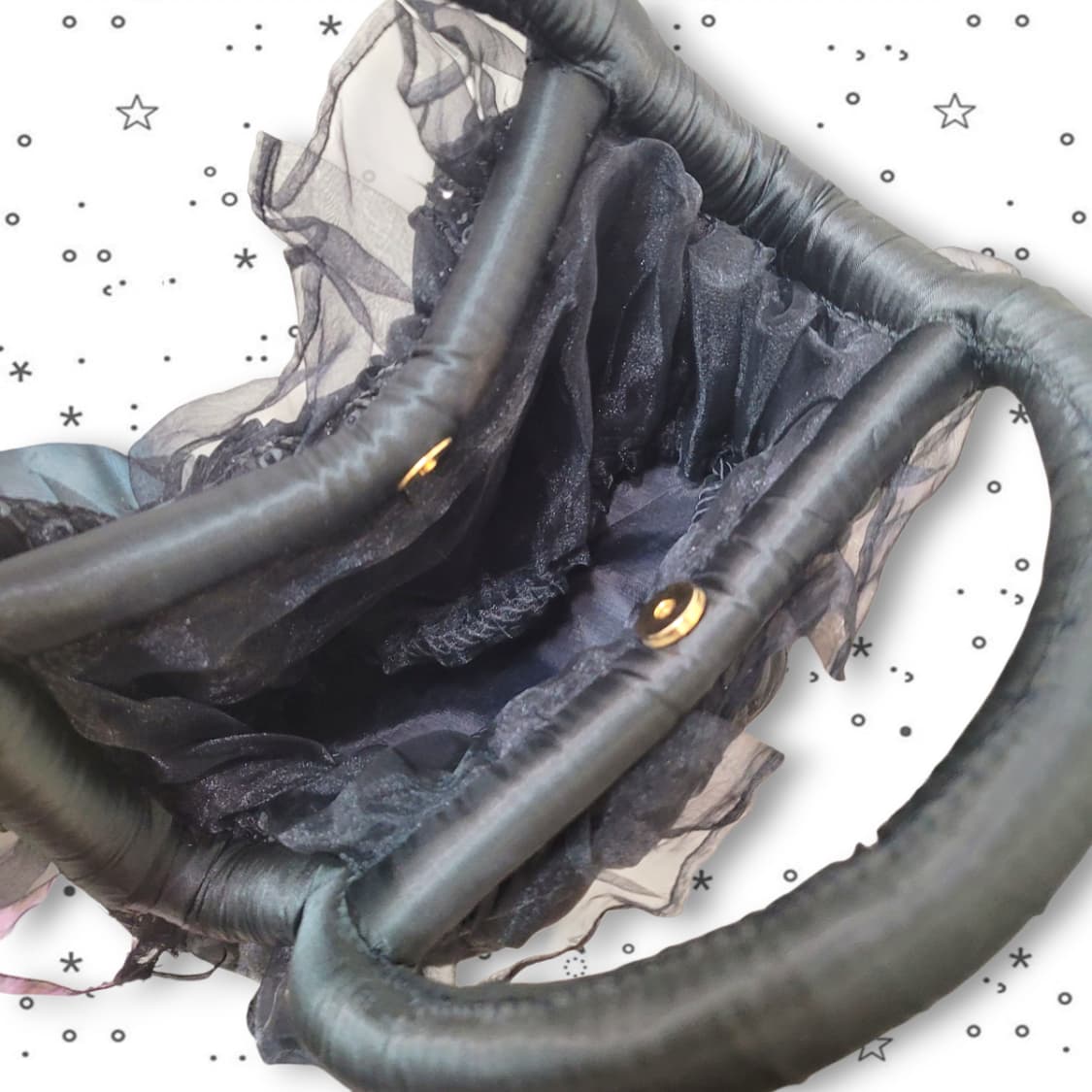 VINTAGE 빈티지 블랙 로즈 장미 레이스 고딕 핸드백 상품이미지8