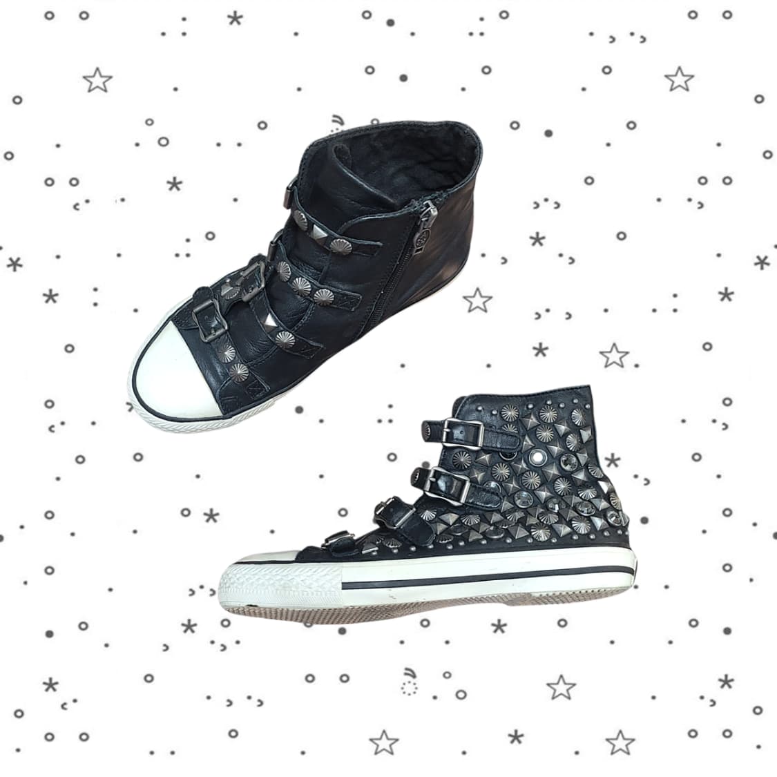 [230,37] ASH 아쉬 스터드 버클 레더 하이탑 스니커즈 상품이미지1