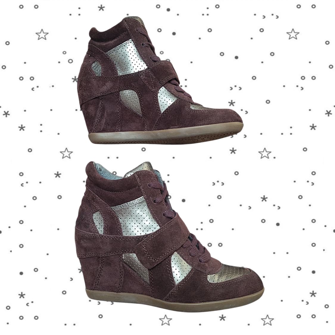 [230,37] ASH 아쉬 보위 하이탑 웨지힐 스니커즈 와인 상품이미지3