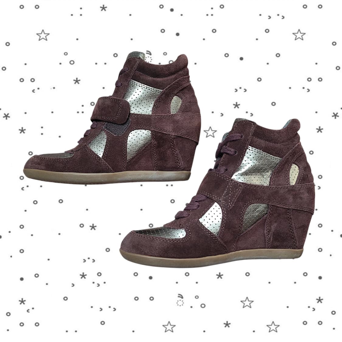[230,37] ASH 아쉬 보위 하이탑 웨지힐 스니커즈 와인 상품이미지4