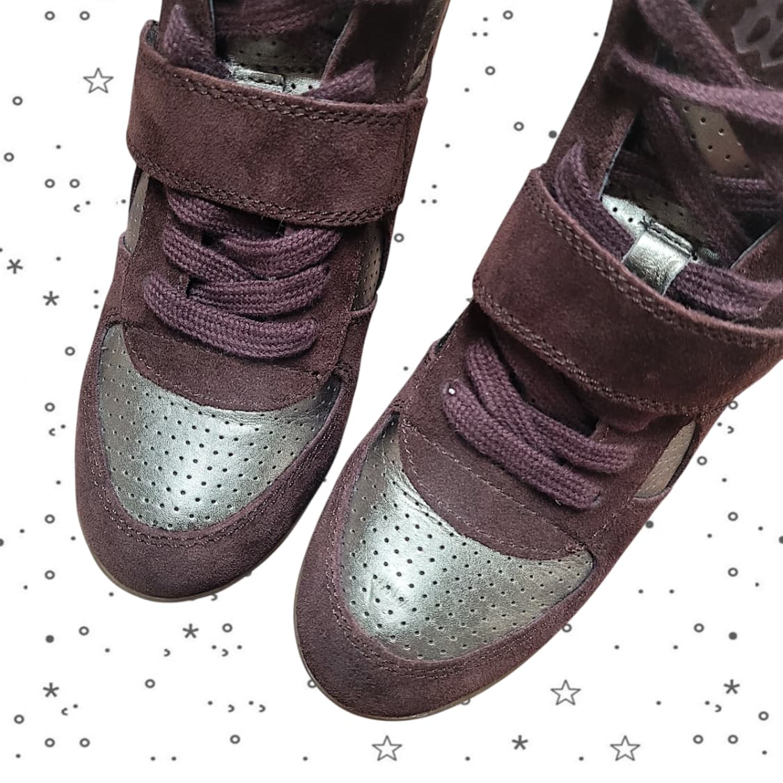 [230,37] ASH 아쉬 보위 하이탑 웨지힐 스니커즈 와인 상품이미지5