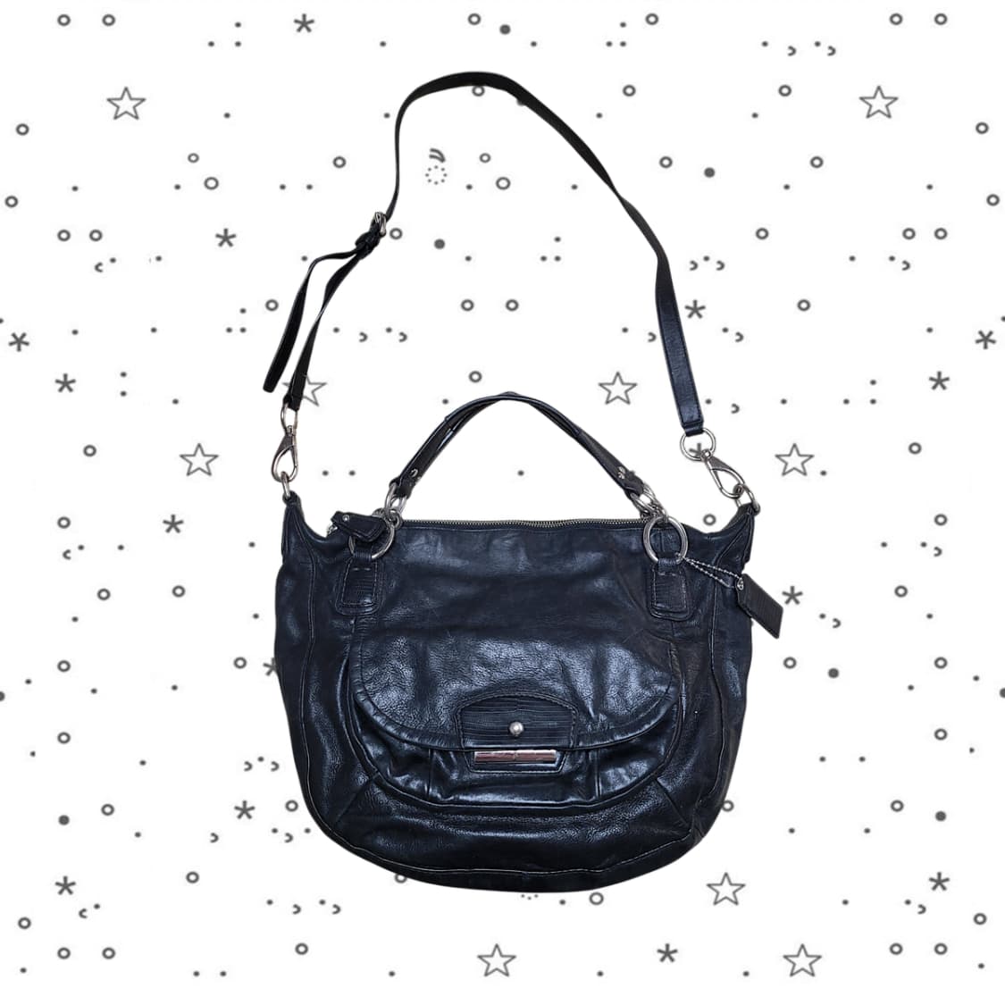 Coach 코치 블랙 레더 사첼 숄더백 상품이미지1