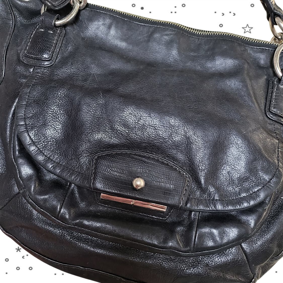 Coach 코치 블랙 레더 사첼 숄더백 상품이미지2