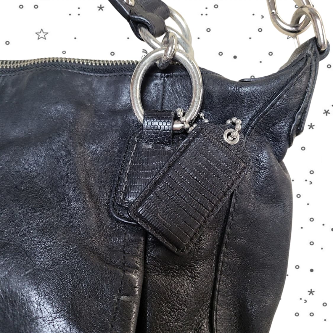 Coach 코치 블랙 레더 사첼 숄더백 상품이미지3