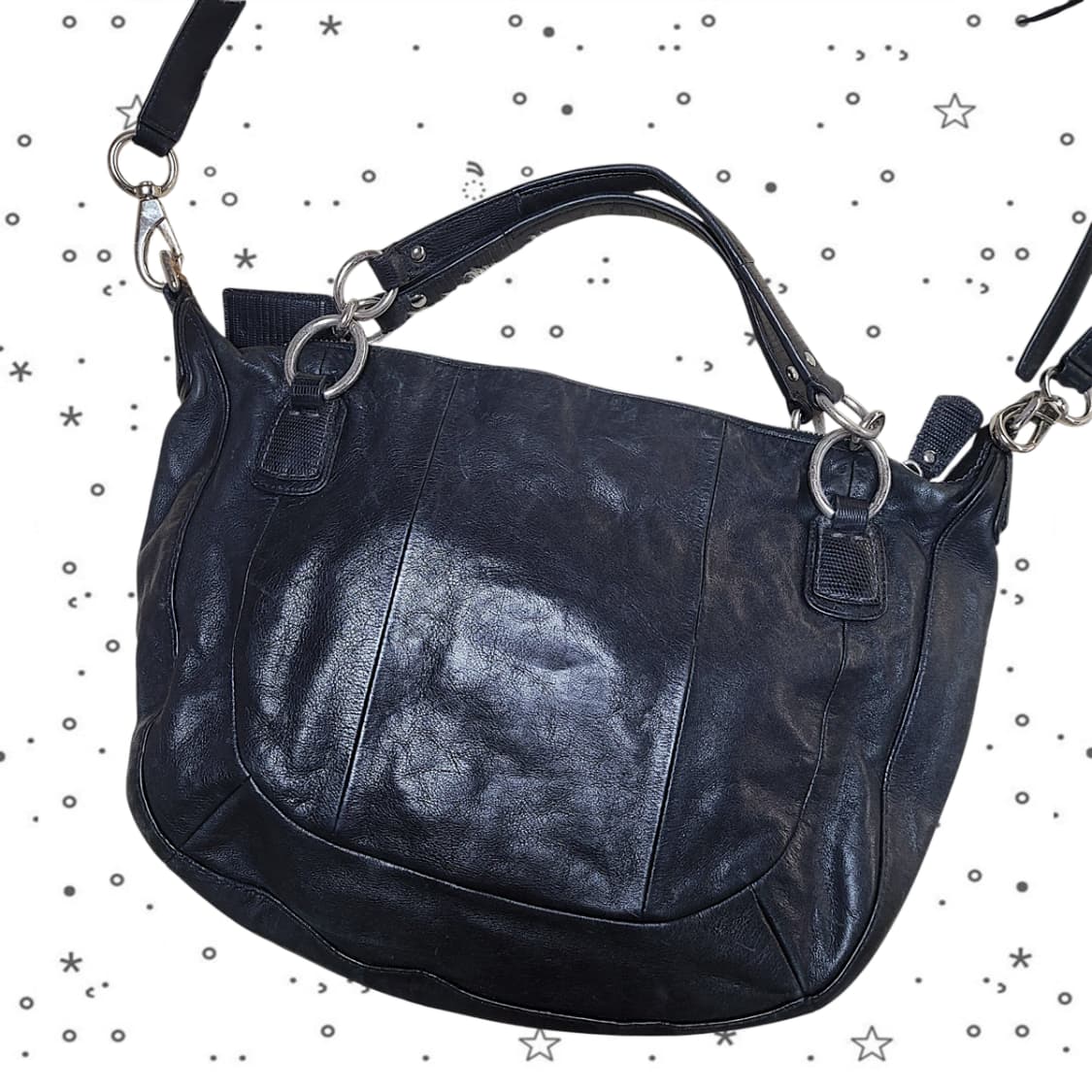 Coach 코치 블랙 레더 사첼 숄더백 상품이미지4